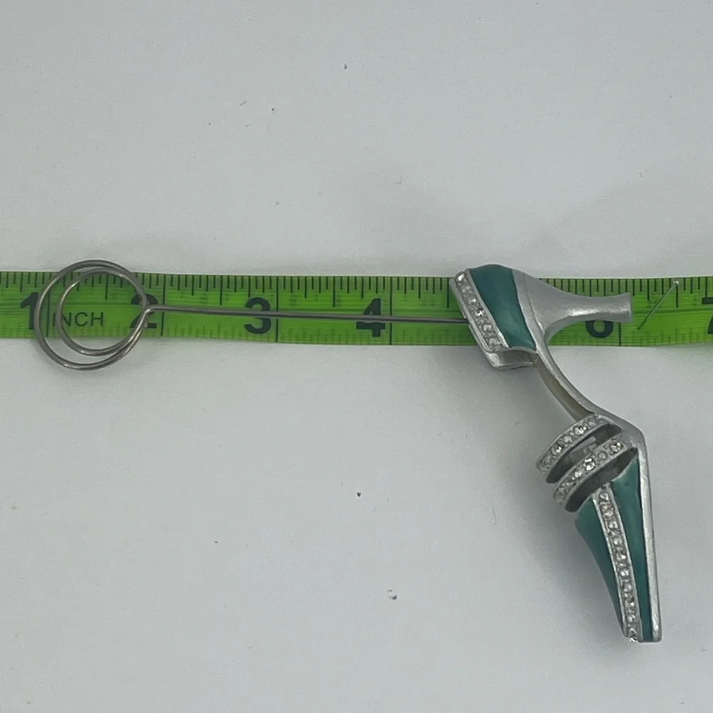 STUNNING GREEN AND SILVER HIGH HEEL STILETTO SHOE CARD OR PHOTO HOLDER